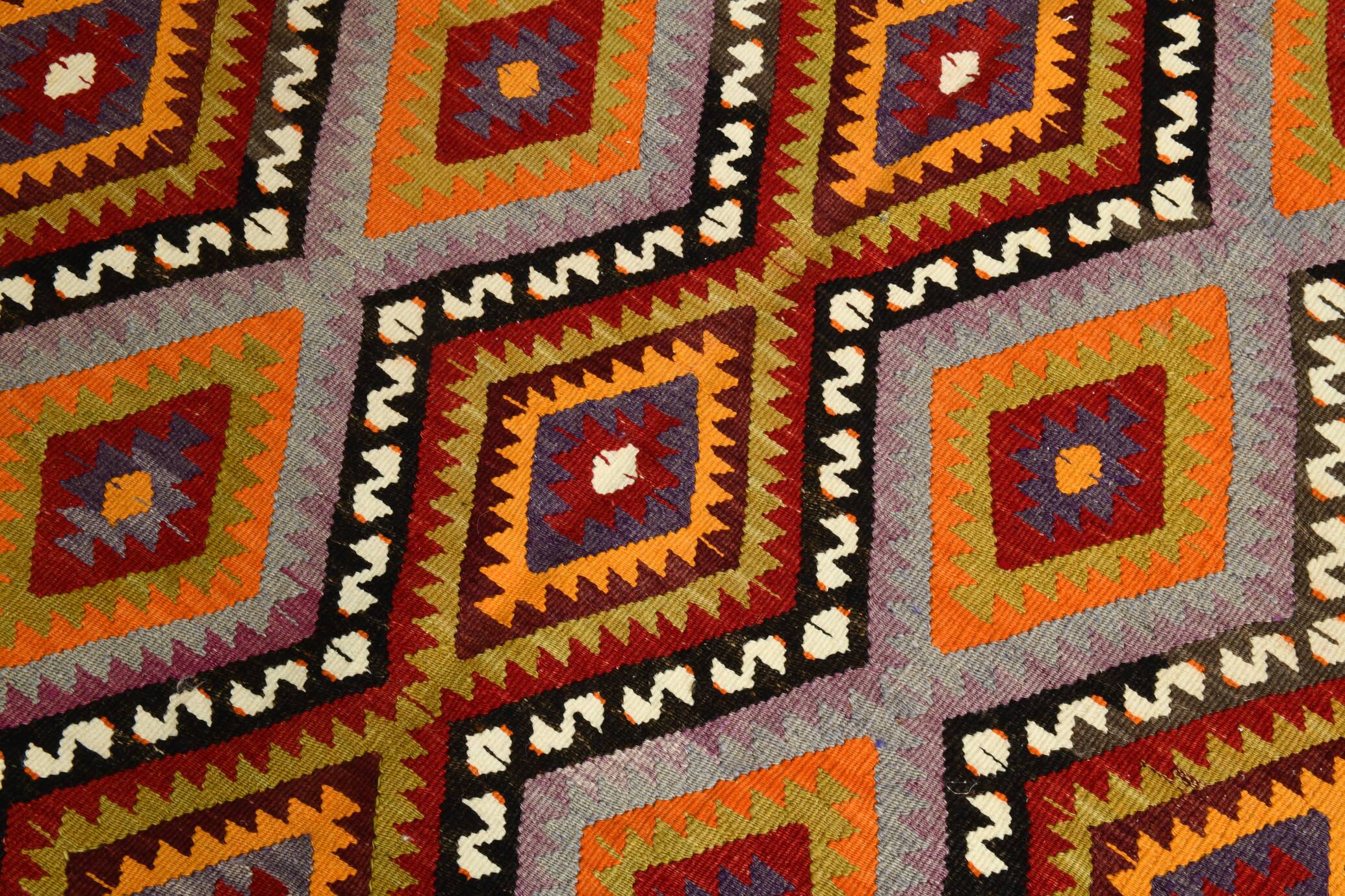 6x8 Multicolor Geometric Style Anatolian Vintage Kilim Rug, 177x236Cm