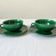2 tasses à café anciennes vertes en faïence de Saint Clément