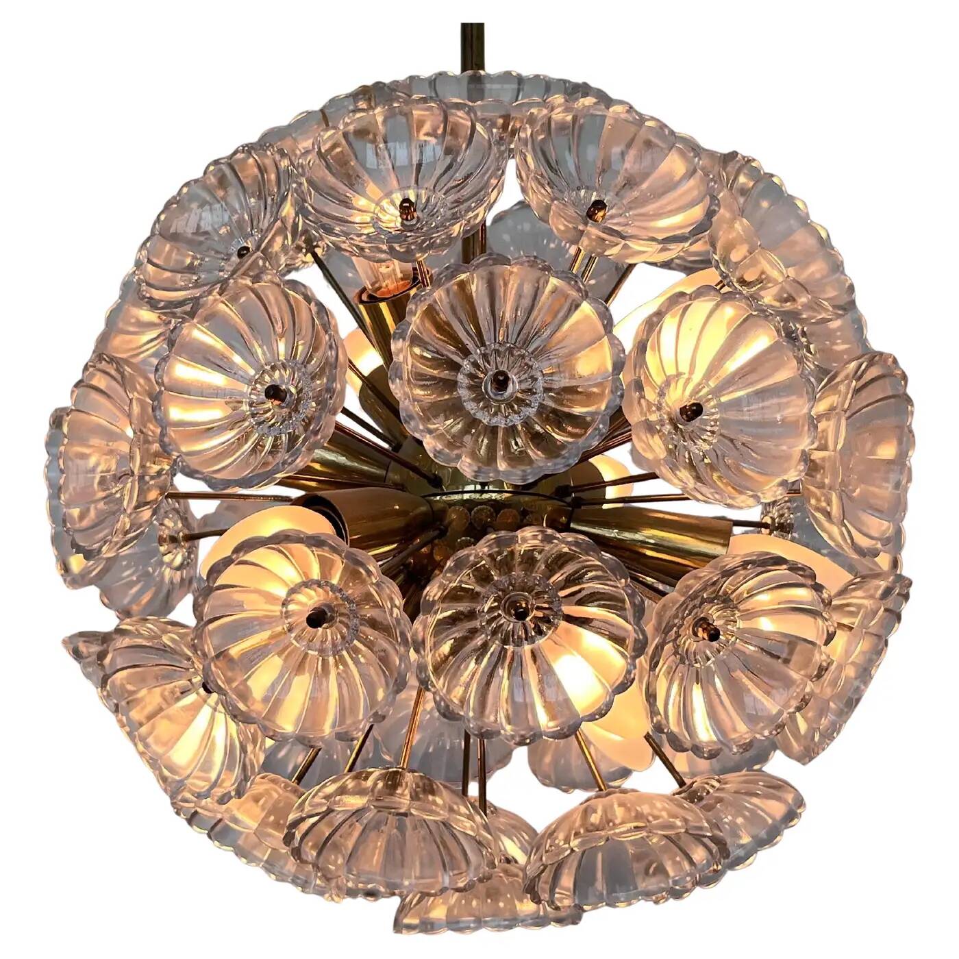 Magnifique réplique de Spoutnik en laiton et verre, inspirée de l'ère spatiale, signée Dandelion, années 1960 / Allemagne