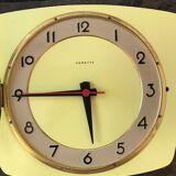 Vintage clock star Formica yellow wall pendulum