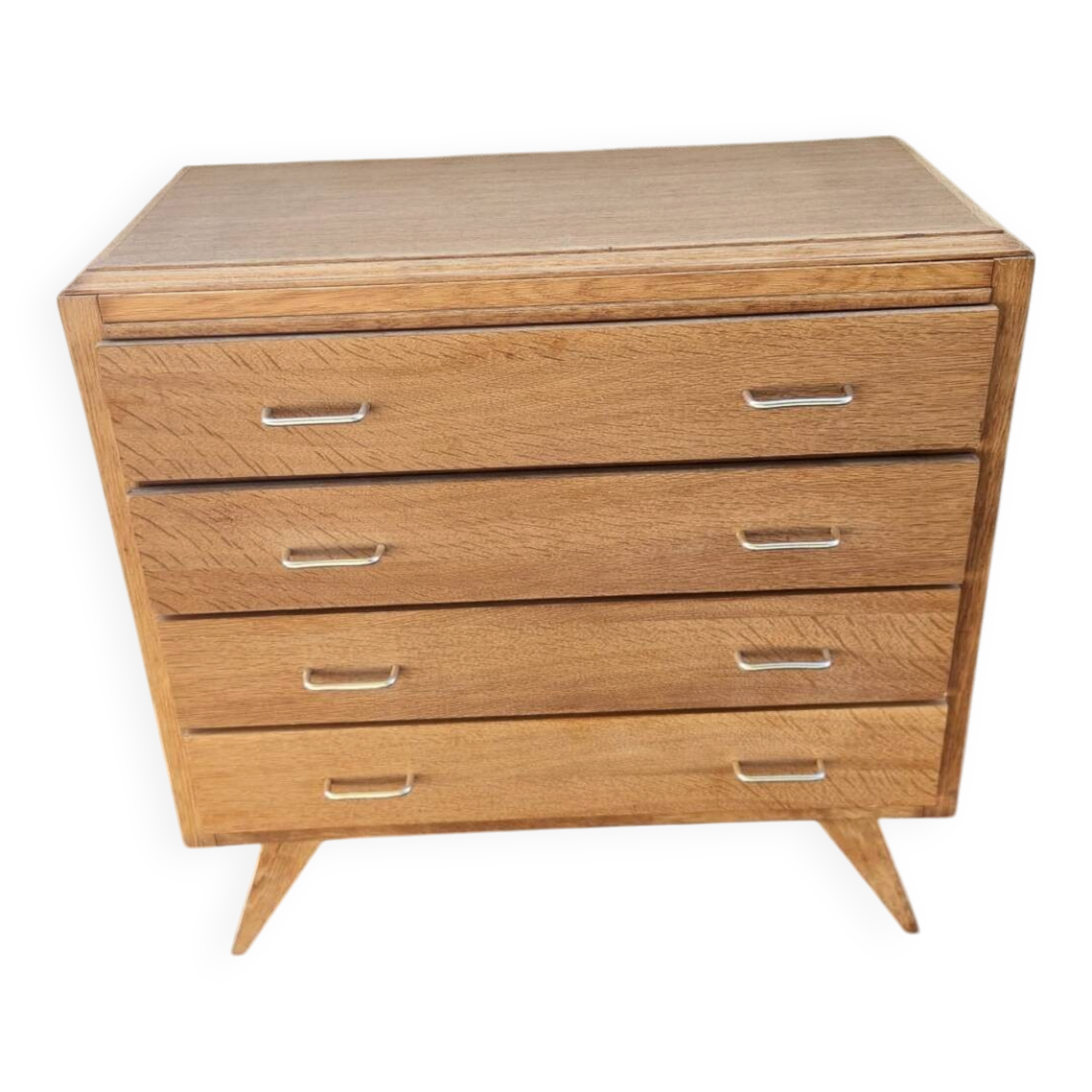Superbe commode vintage rétro en bois 4 tiroirs pied compas style anné