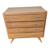 Superbe commode vintage rétro en bois 4 tiroirs pied compas style anné
