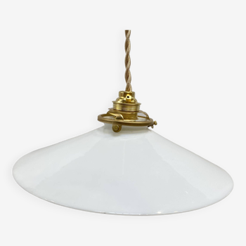 Suspension vintage en opaline blanche