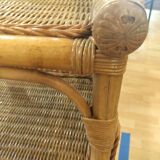 Bamboo and rattan corner shelf circa 1975