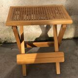 Wooden and cane bedside table