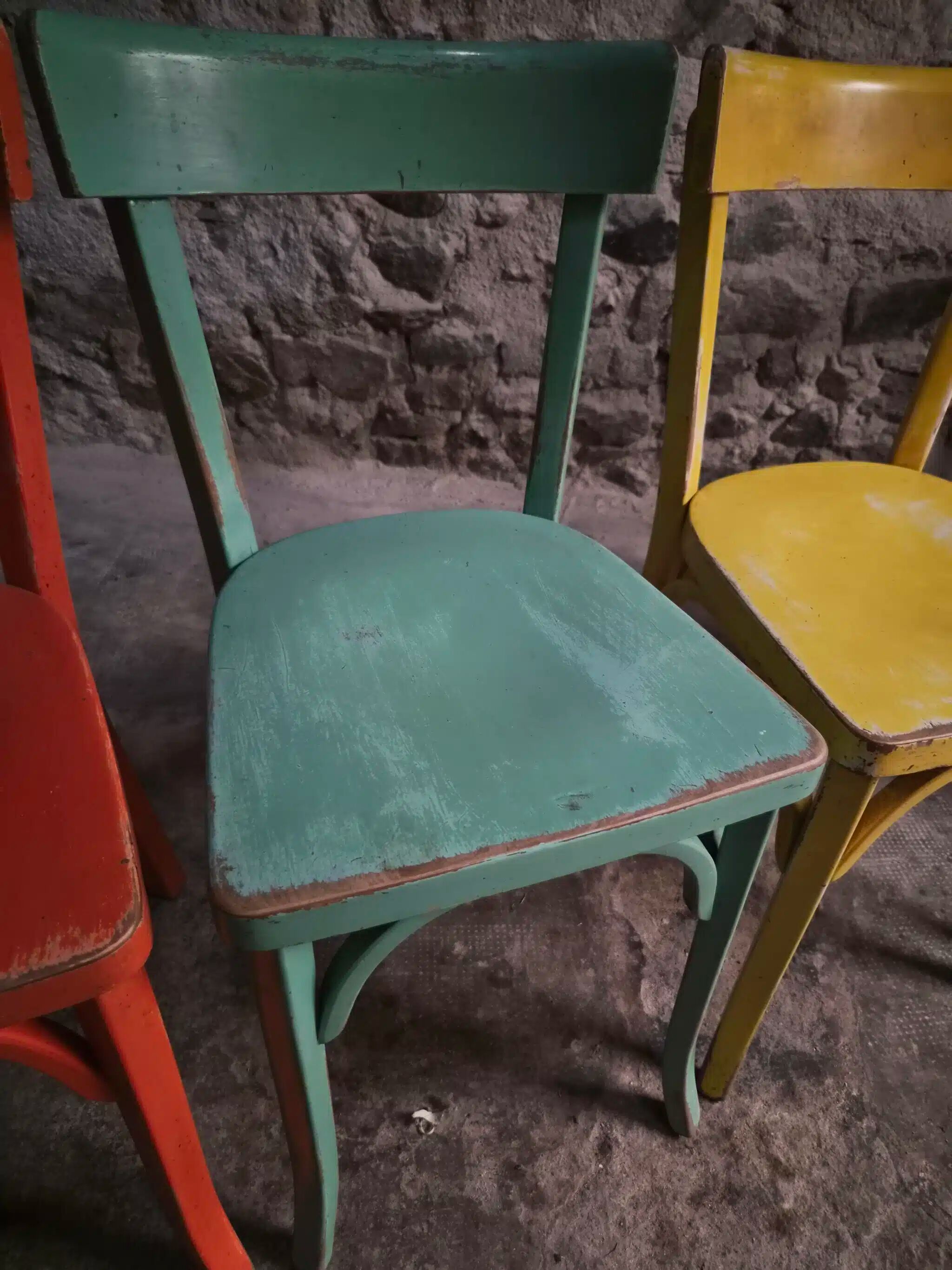 Chaises bistrot françaises Baumann en couleurs variées, lot de 6, années 1950