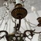 Louis XVI style chandelier with a pearl garland and painted tin, 20th century.