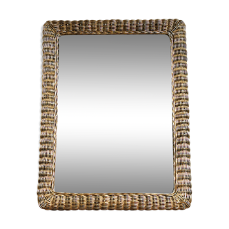 Golden rattan mirror