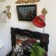 19th century painting, painting under glass and mother-of-pearl, oriental scene, signed GA