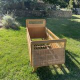 Scandinavian rattan bed from the 70s for children