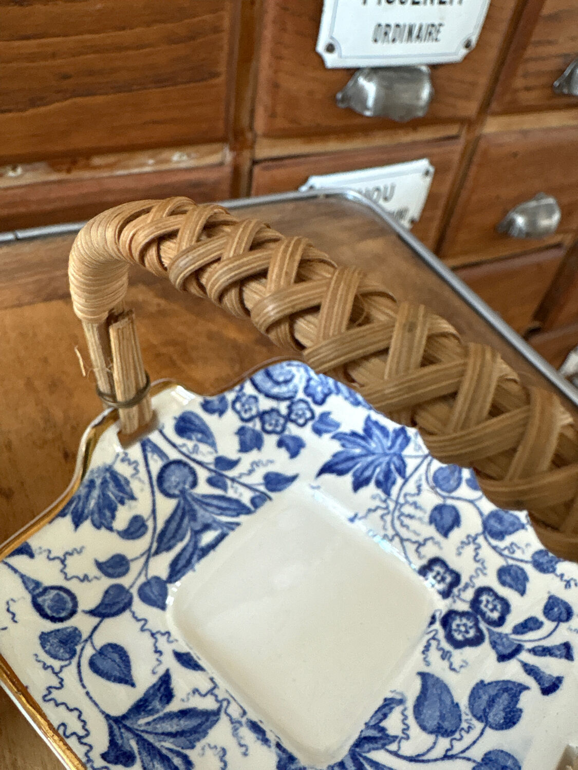 Serviteur 4 cendriers Waechtersbach Germany anse rotin