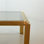 Solid Brass Square Coffee Table after Peter Ghyczy with Smokey Glass Top 70