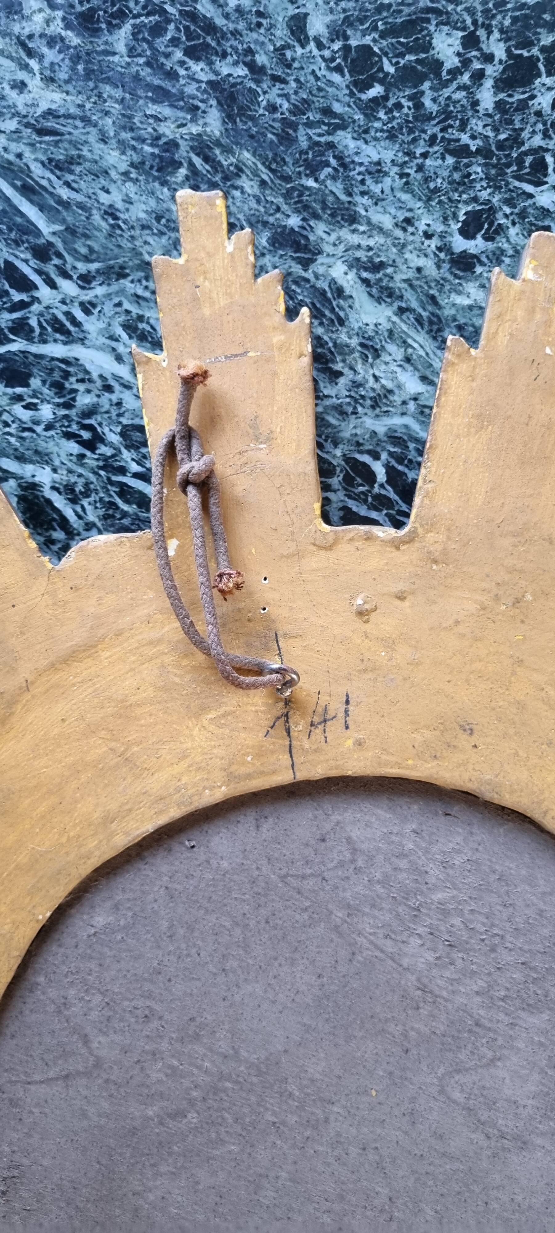 Vintage wooden and gold sun mirror