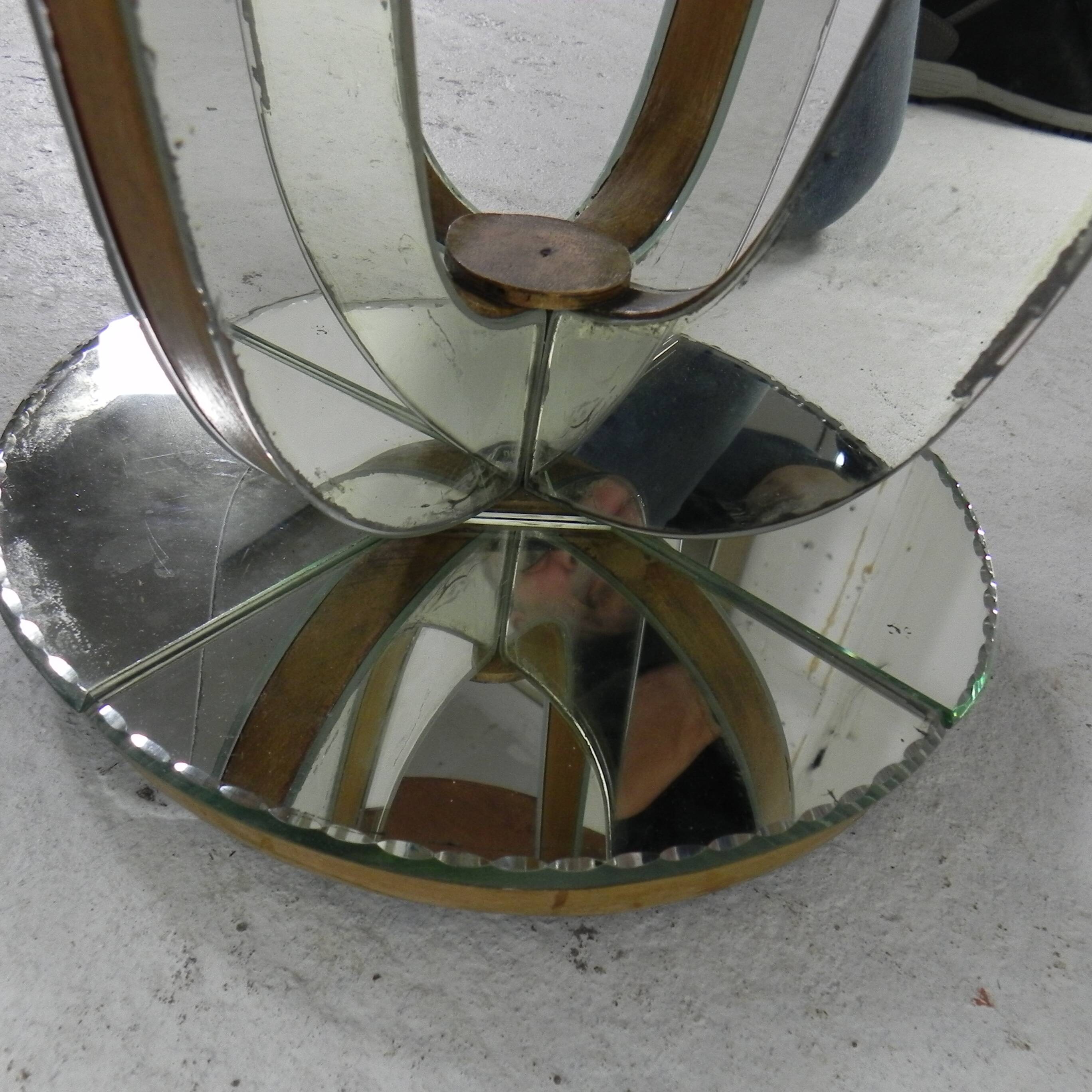 Art Deco coffee table, side table, with mirror glass and walnut veneer, 1930s