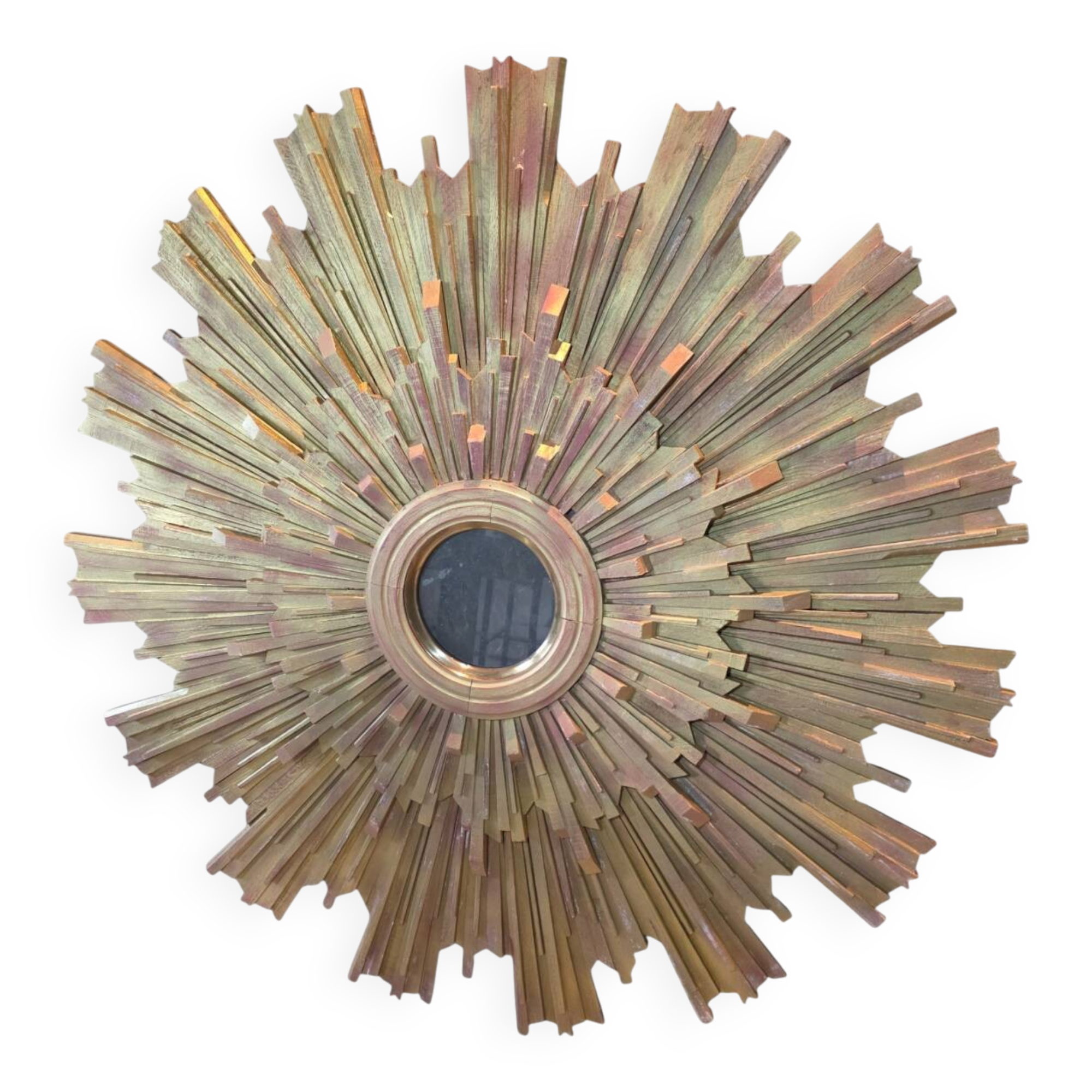 Monumental sun mirror in gilded oak 160 cm