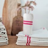 Striped and monogram linen tea towel
