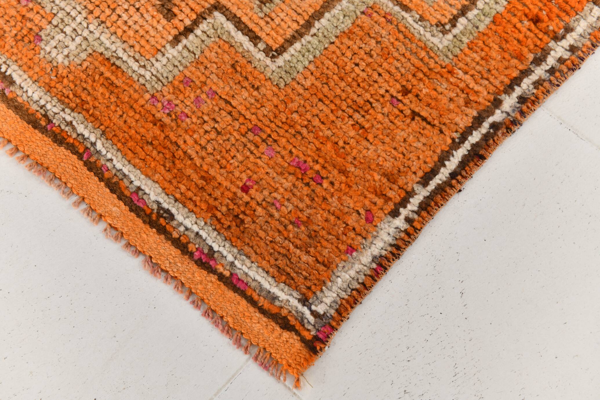 3x9 Vintage Brown & Orange Runner Rug, 84x285Cm