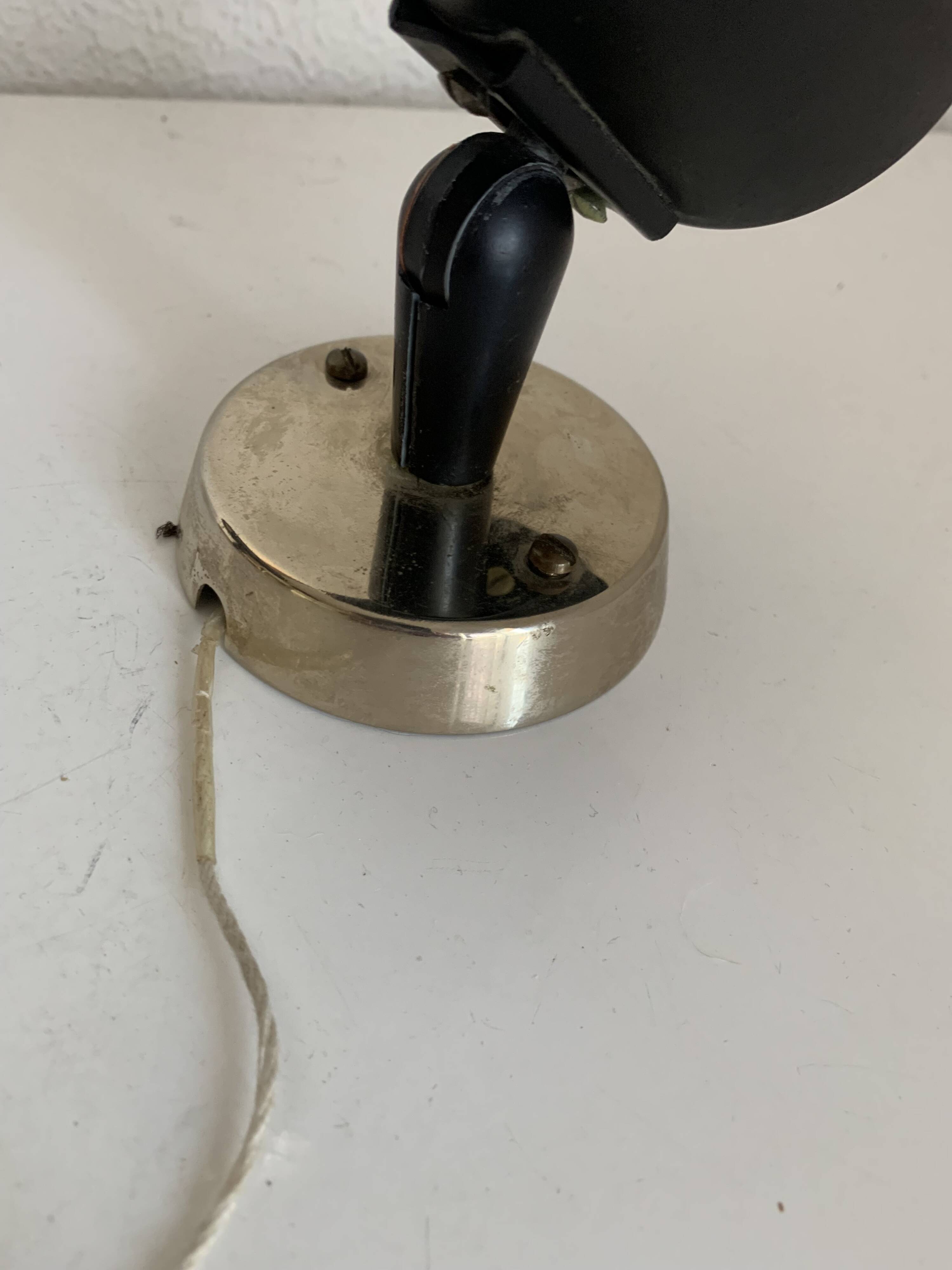 Pair of vintage 1950s Lita Zodiac spotlights by Jacques Biny, black and gold - 16 x 13