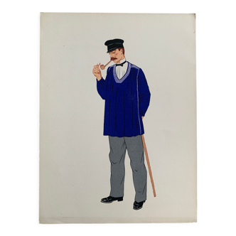 Lithograph national costumes - Lozère