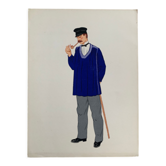 Lithographie costumes nationaux - Lozère