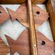 Old teak frame "fish" Scandinavian design of the 60s vintage decoration