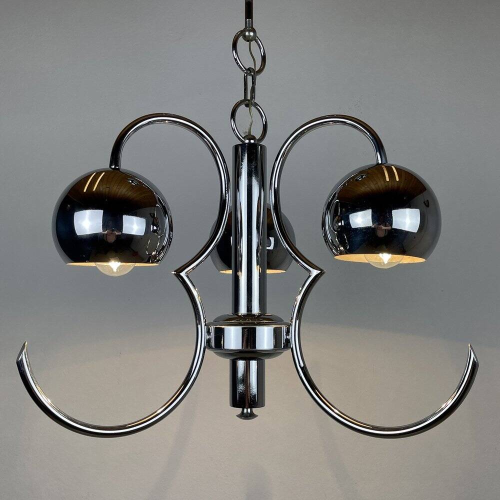 Vintage mid-century eye pendant lamp, Silver, Italy, 1970s