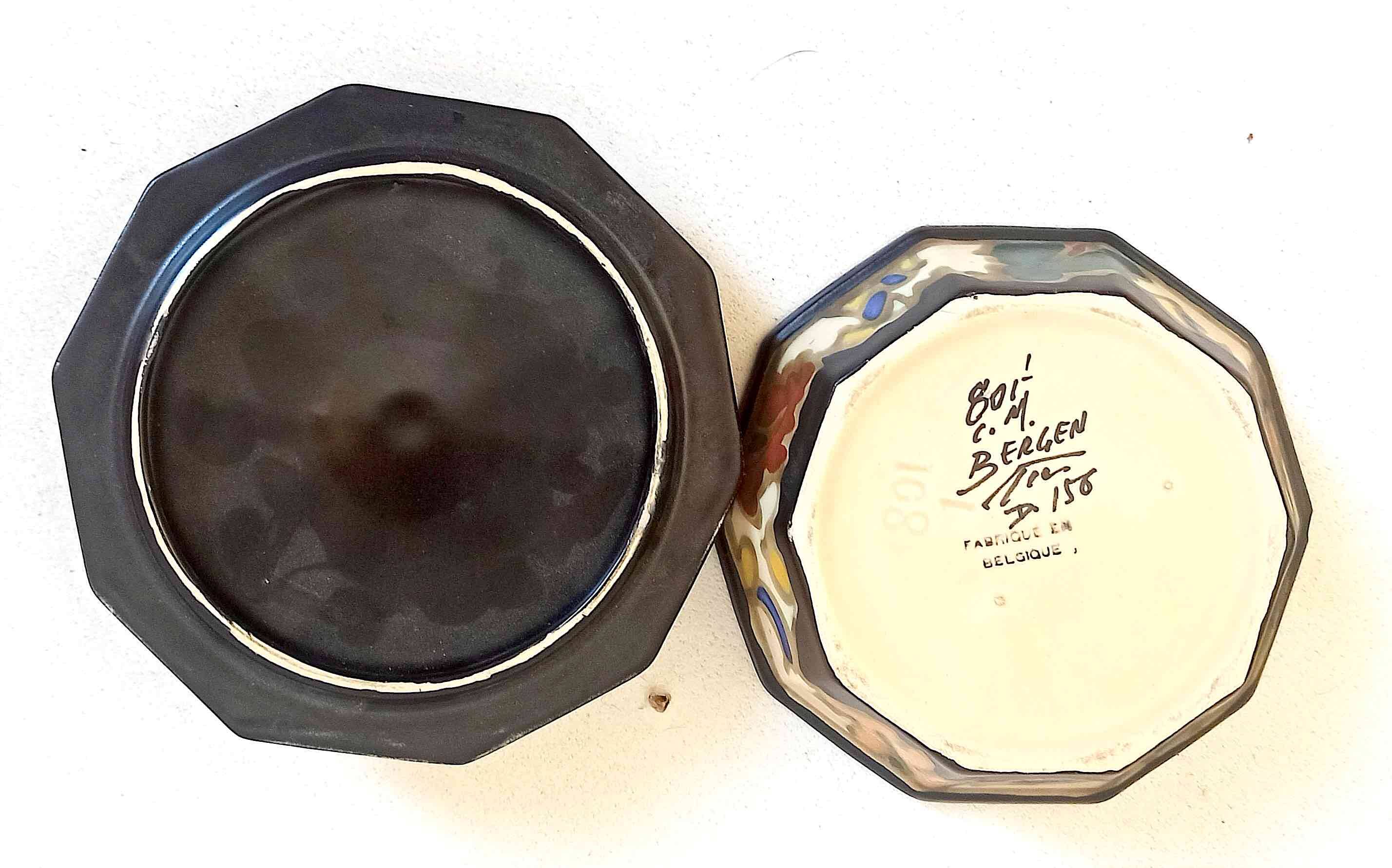 Ceramic candy box Bergen, Belgium 1920s Width 14 cm