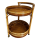 2-tiered round bamboo bar cart in the style of Vivai del Sud, Italy, 1960s