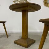 Set table and 4 wooden stools bistrot design of the 50