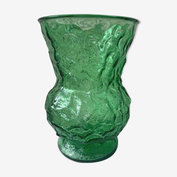 Vase en verre vert italien vintage