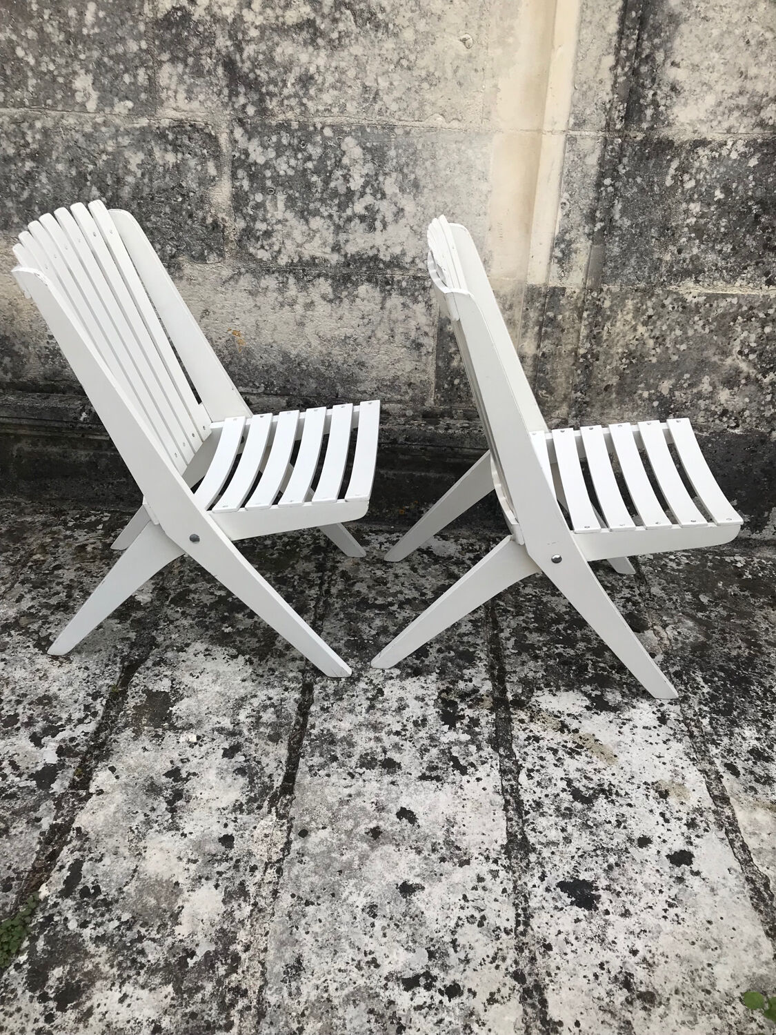 Pair of vintage folding “scissor” armchairs 1950