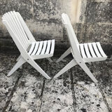 Pair of vintage folding “scissor” armchairs 1950