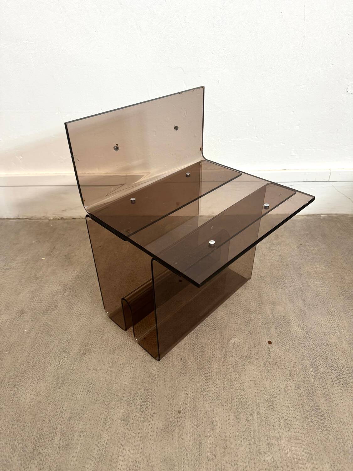 Side table - smoked Plexiglas bedside table Michel Dumas