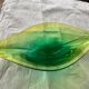 Glass fruit cup in the shape of a vintage yellow green vegetable leaf