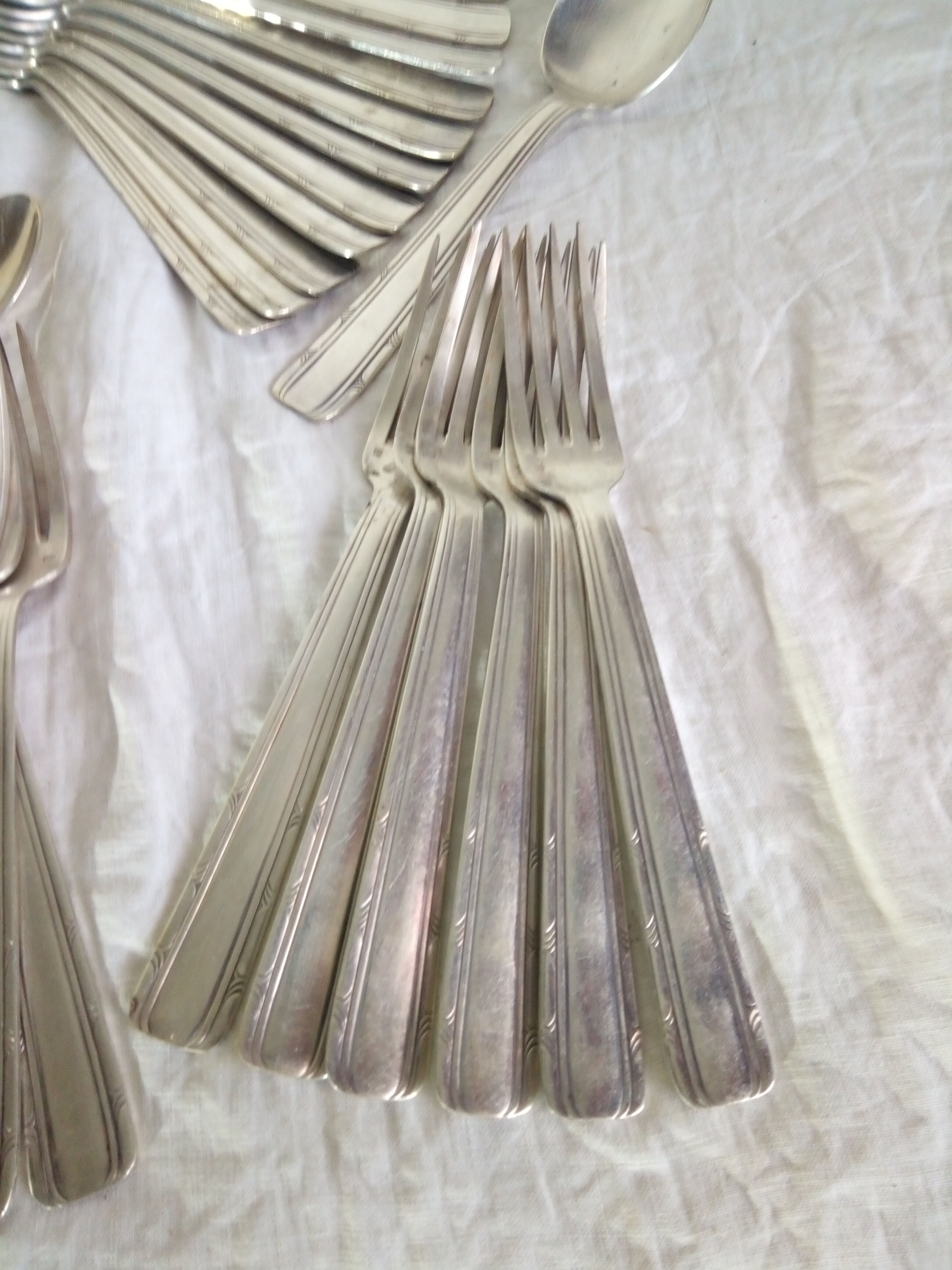 40's silver plated metal cutlery set 36 pieces