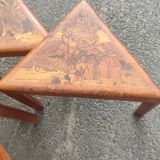 4 nesting tables in solid rosewood and Asian marquetry