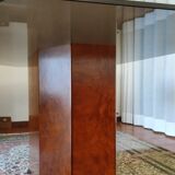 Table smoked glass and walnut bramble 80s