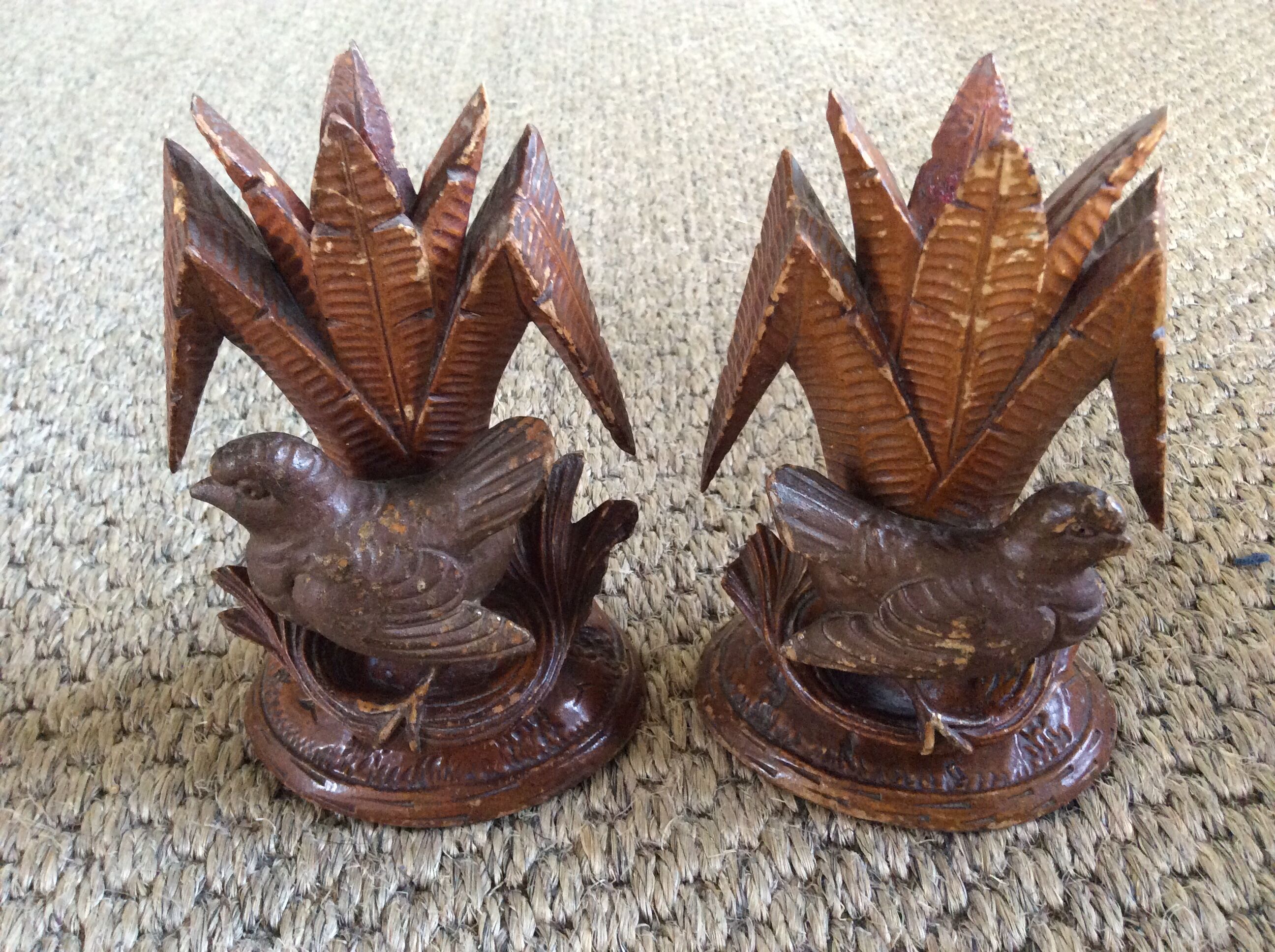 2 wooden candle holders