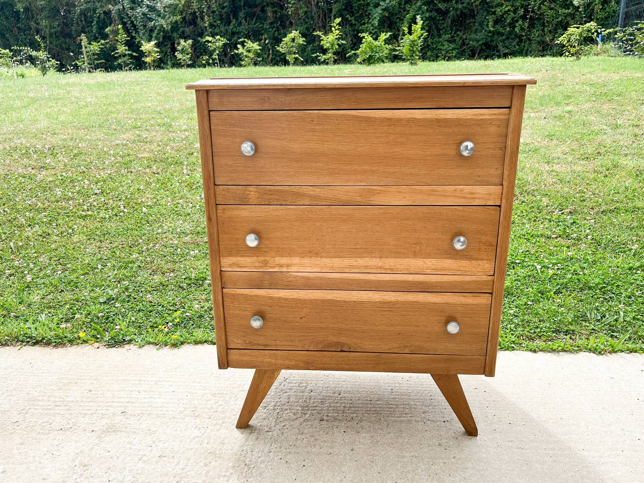 Scandinavian style 3-drawer chest of drawers, compass feet, from the 50s/60s