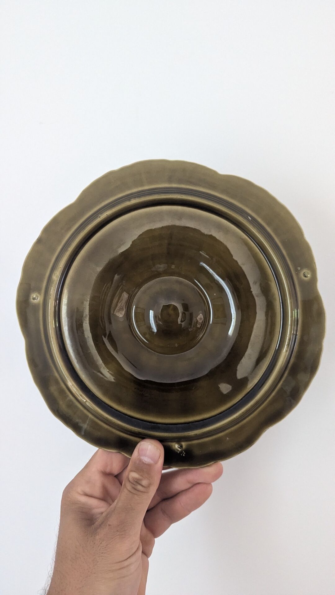 Oyster service Sarreguemines in barbotine – 12 plates + large bowl
