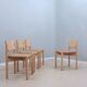 Vintage rustic dining chairs with straw seat 1970s