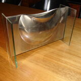 Glass and steel vase, circa 1970