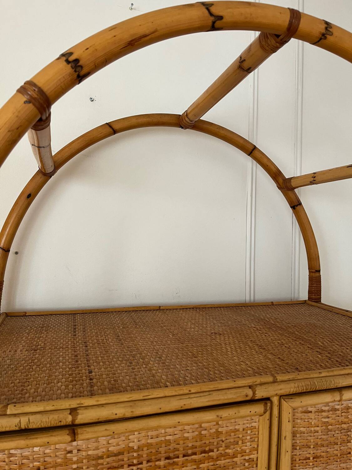 Vintage rattan wardrobe