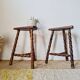 Wooden tripod stools - pair of turned leg bedside tables