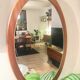 Mirror Scandinavian teak oval 36x57cm