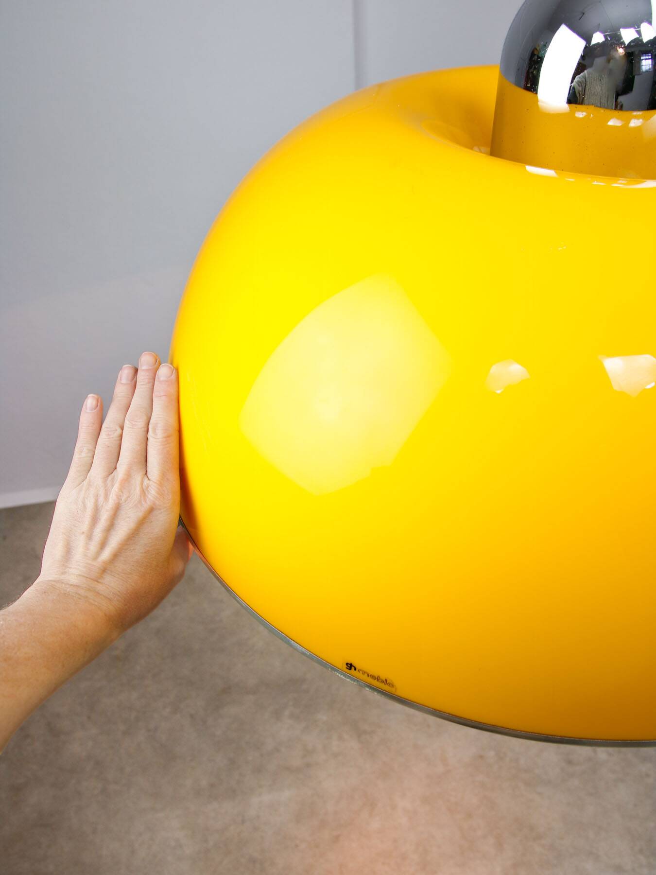 Rare Large Yellow Space-age Pendant from Guzzini, 1970s