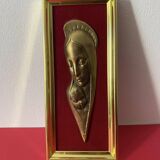 Painting "Madonna and Child" in bronze signed Mermet (signature on the bottom) on velvet background