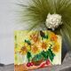 Oil on canvas of a bouquet of sunflowers