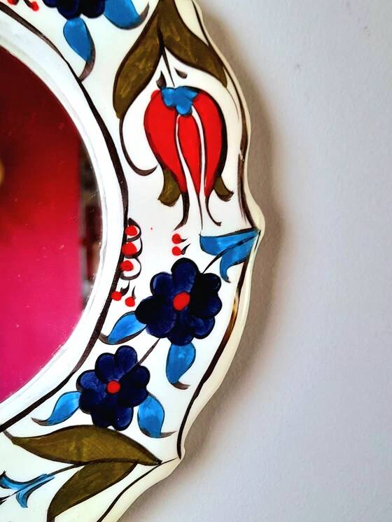 Floral ceramic mirror