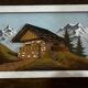Vintage alpine table in carved and painted wood - signed